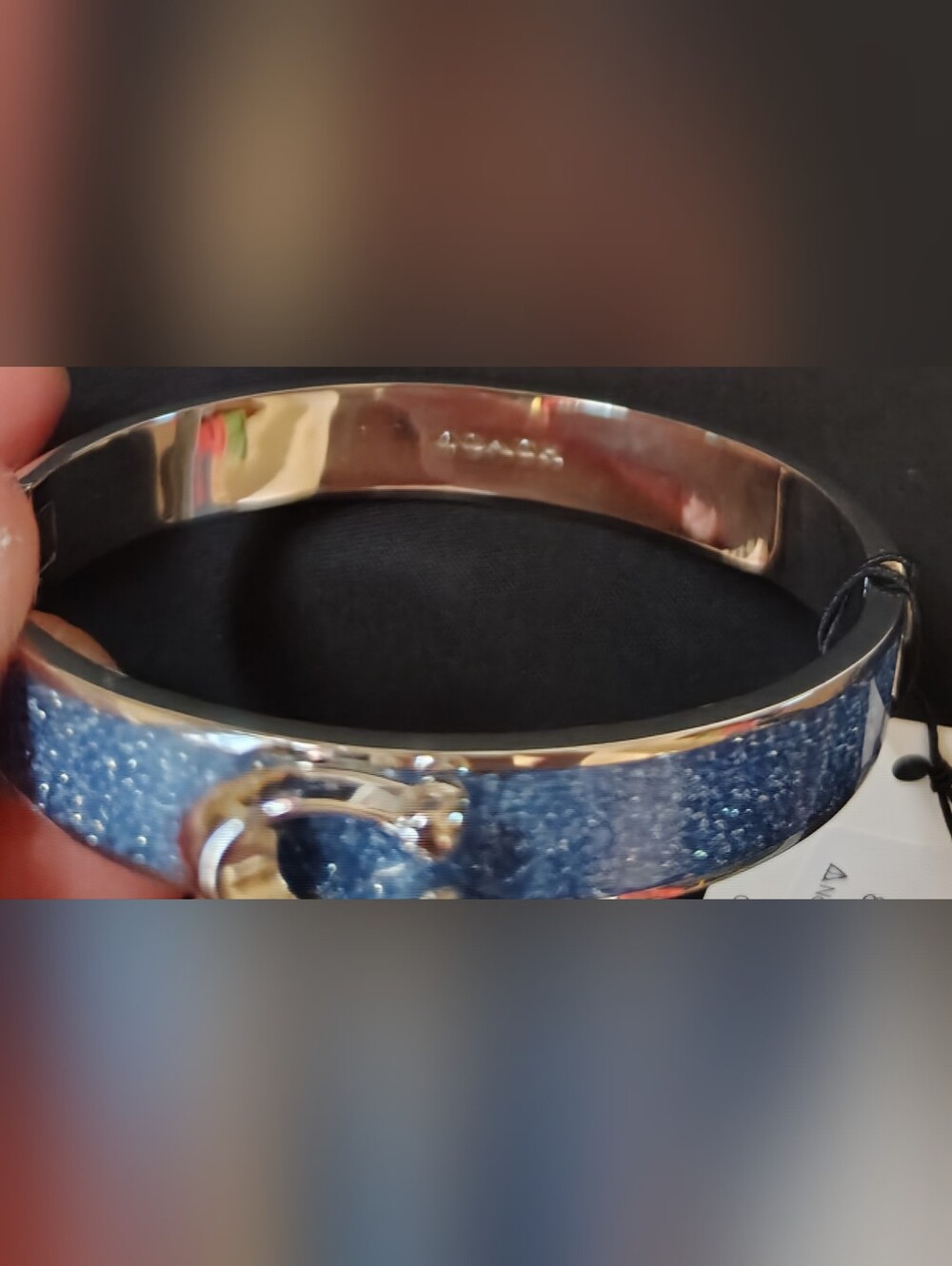Coach Blue Glitter Bangle Bracelet with Silver Accents - Picture 3 of 4